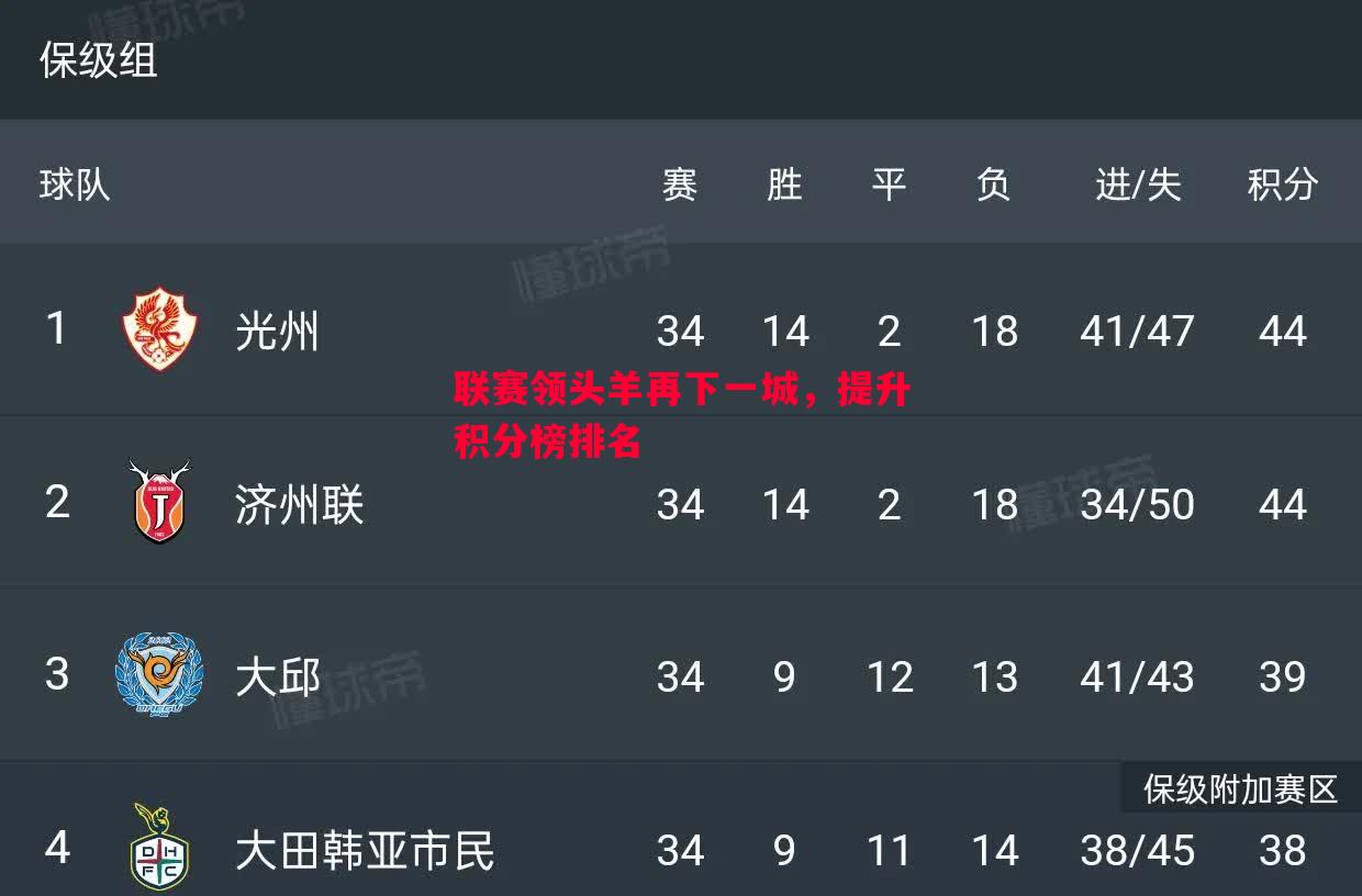 联赛领头羊再下一城，提升积分榜排名